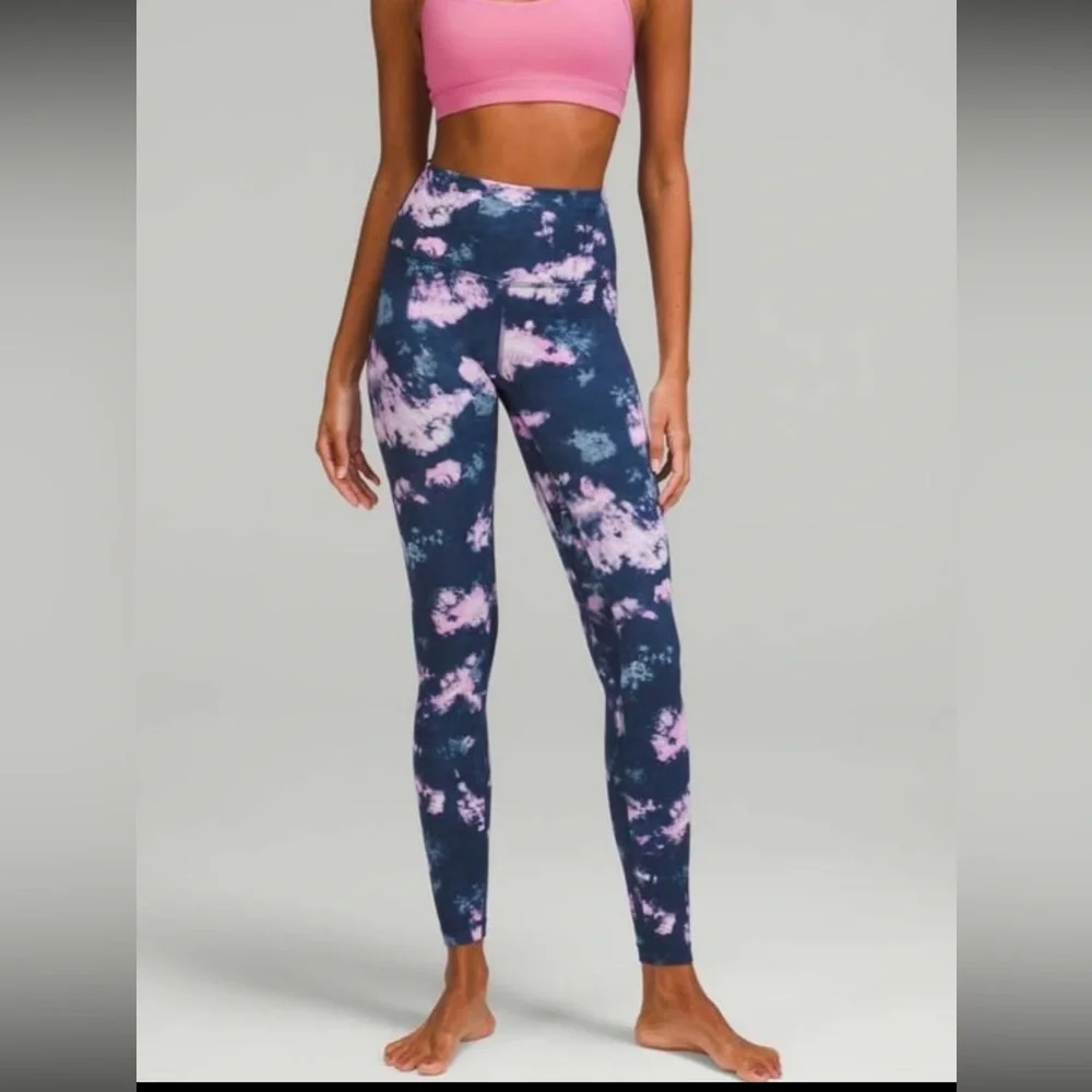 Lululemon Align High-Rise 25” leggings Circulate Tie Dye Mineral Blue size 12 - Picture 1 of 7
